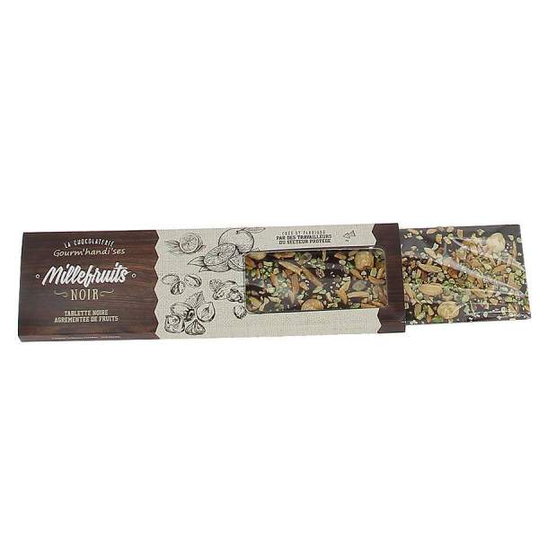Tablette millefruits chocolat noir Gourm'handi'ses 140g