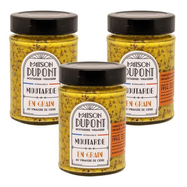 Lot de 3 Moutarde en grain 195g
