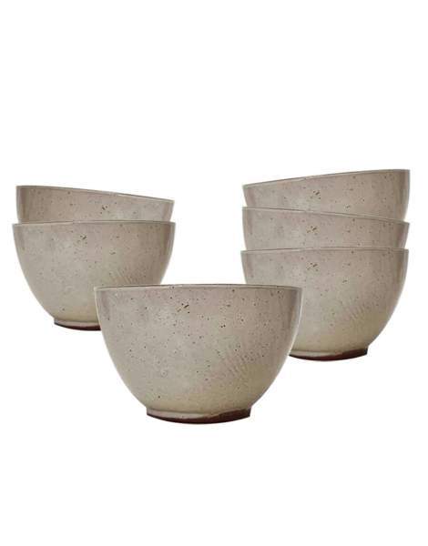 6 Bolées à cidre blanches en grès 20cl Poterie Turgis