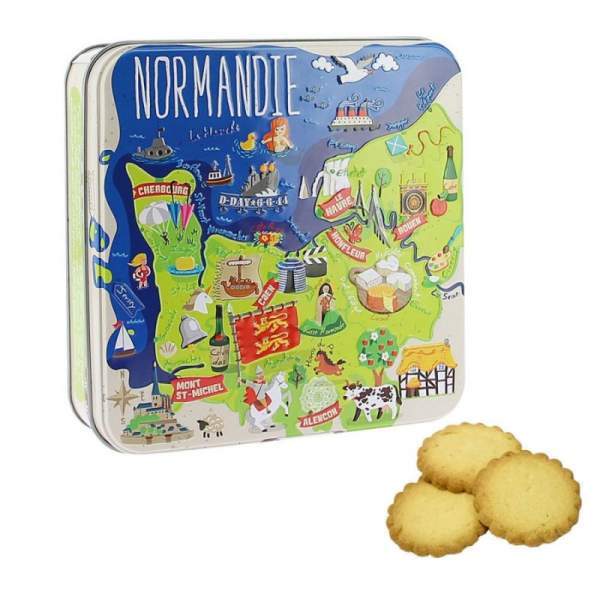 Sablés et boîte illustrée "Carte de Normandie" 120g