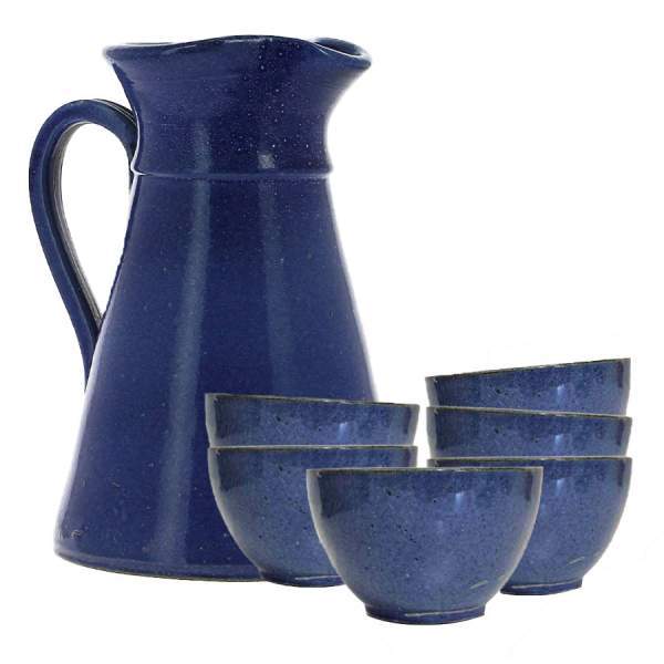 Service à cidre en grès bleu