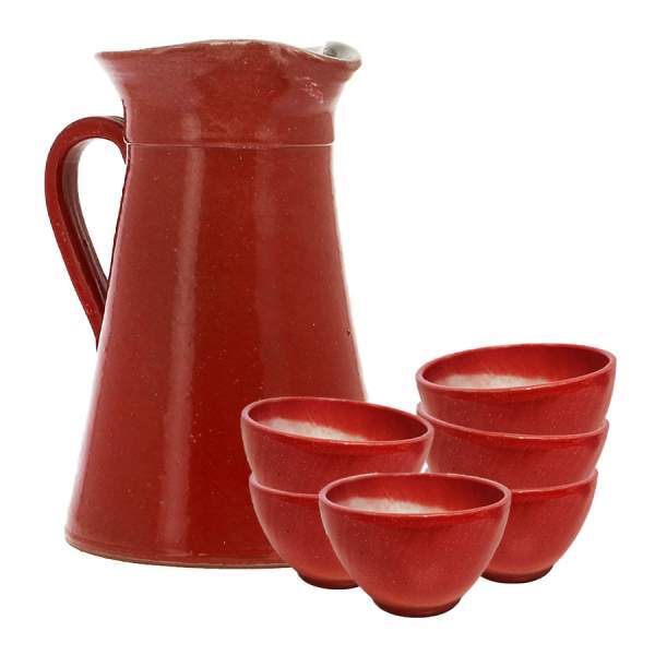 Service à cidre en grès rouge Poterie Turgis