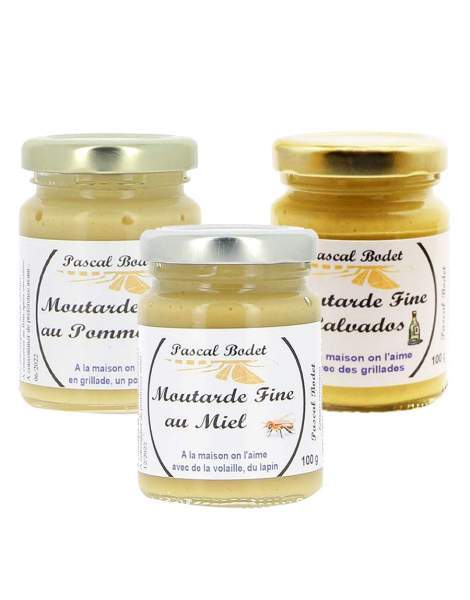 Lot de 3 moutardes normandes Bodet 3x100g