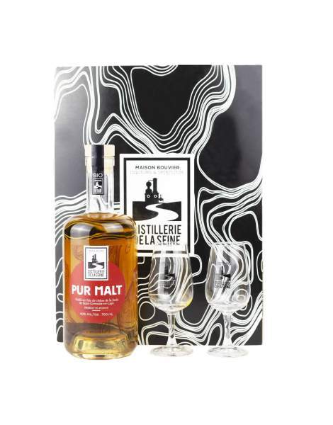Coffret pur malt avec 2 verres dégustation La distillerie de la Seine 70cl 45%